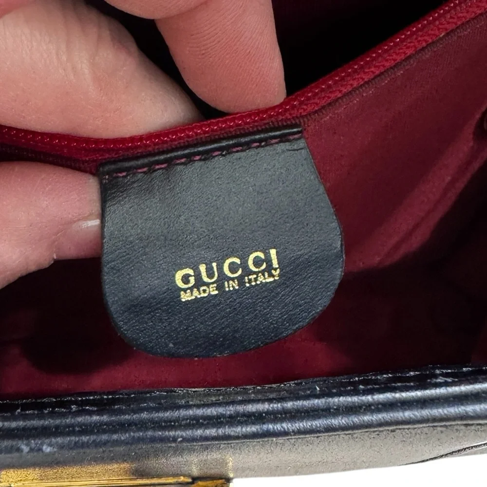 Gucci Vintage Black Leather Clutch/Shoulder Bag - Picture 10 of 17